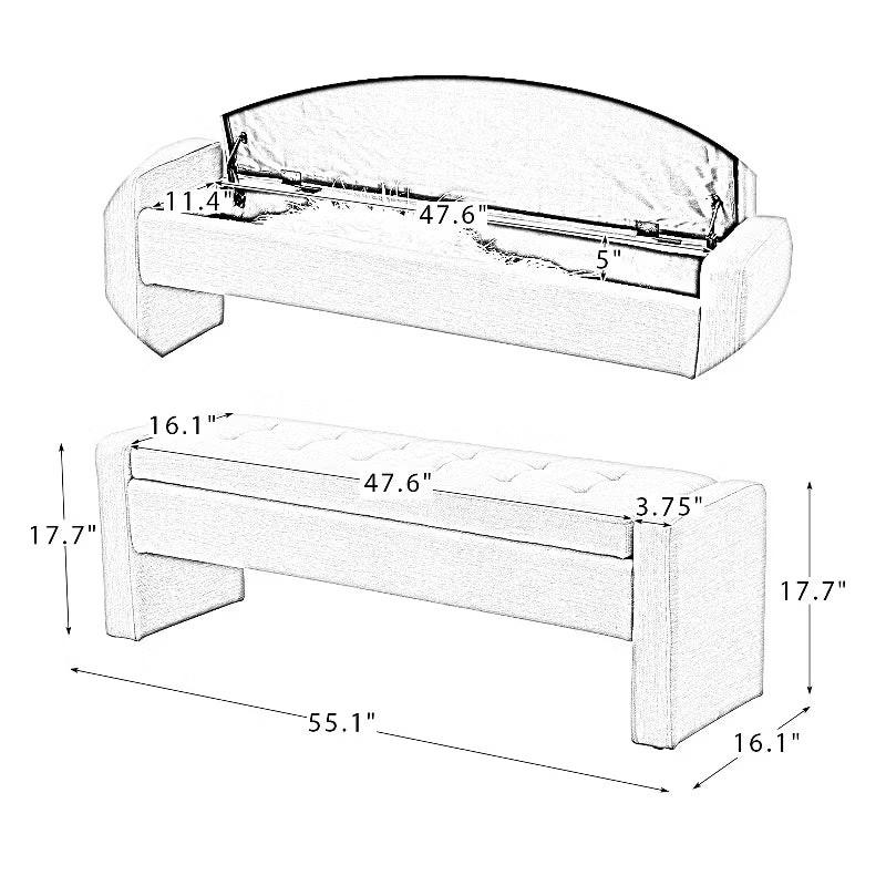 Jaime 55.1 Wide Storage Bench|