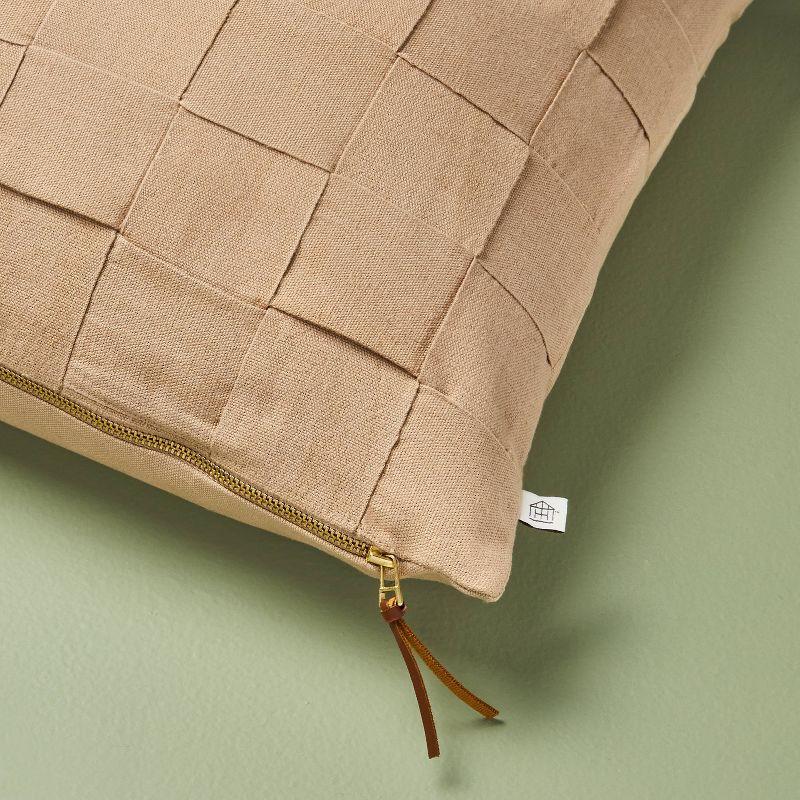 Tan Basket Weave Square Throw Pillow