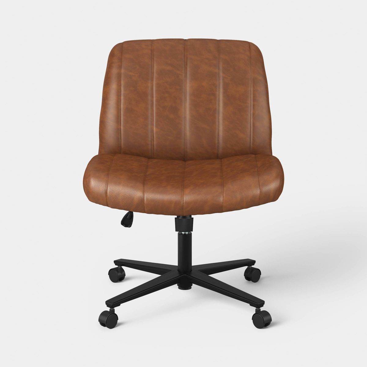 Upholstered Criss Cross Armless Office Chair Brown - Room Essentials