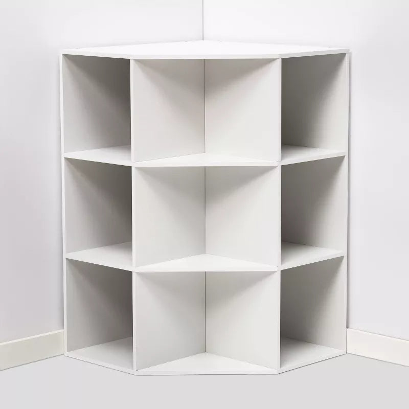 Corner Bookshelf – 9-Cube Wooden Storage System