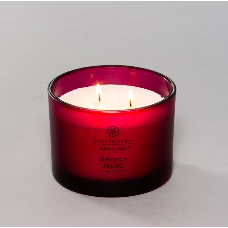 Dream and Inspire Mind and Body Frosted Glass Lidded Jar Candle