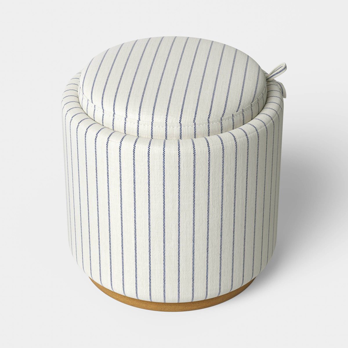 Round Upholstered Storage Ottoman Navy Stripes - Room Essentials