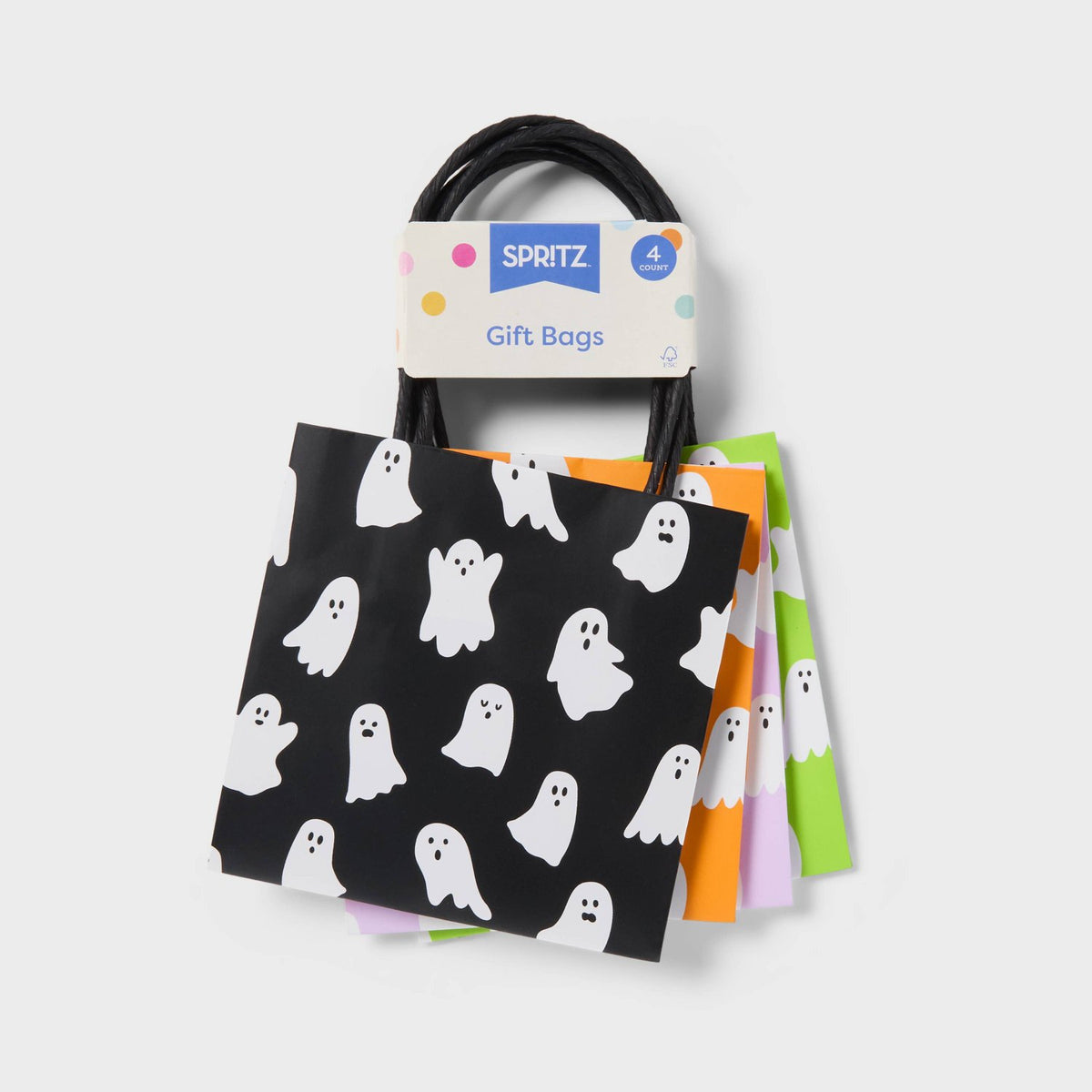 4pk XS Square Ghost Halloween Gift Bags Colorful - image 3