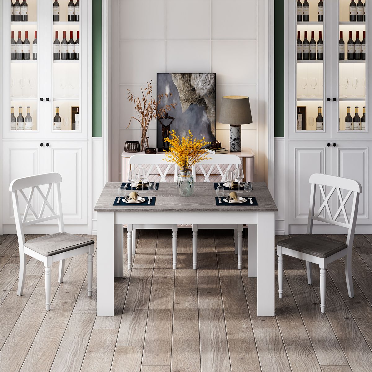 Costway Dining Table 47 Inch Dark Gray