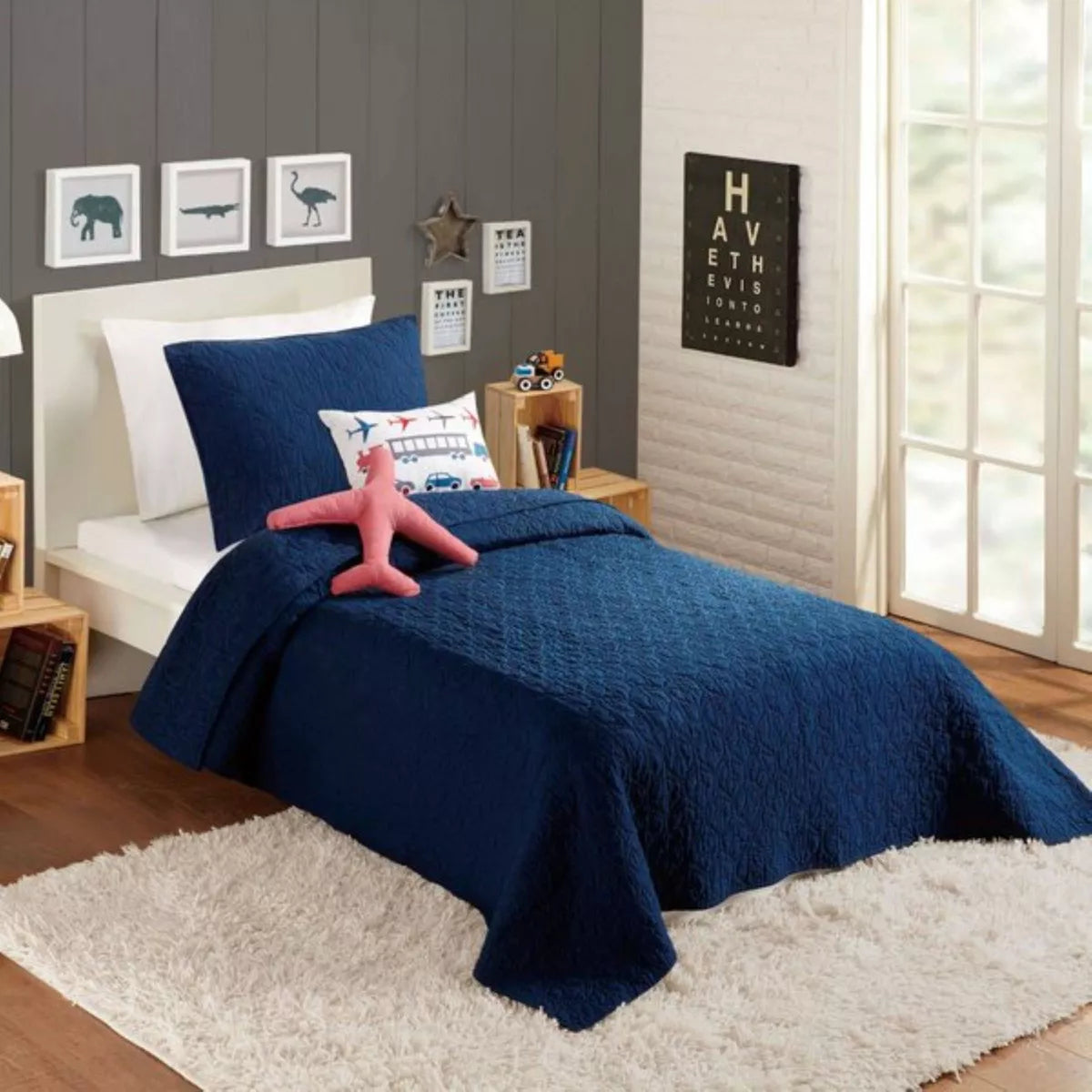 Airplane Quilt Set Blue