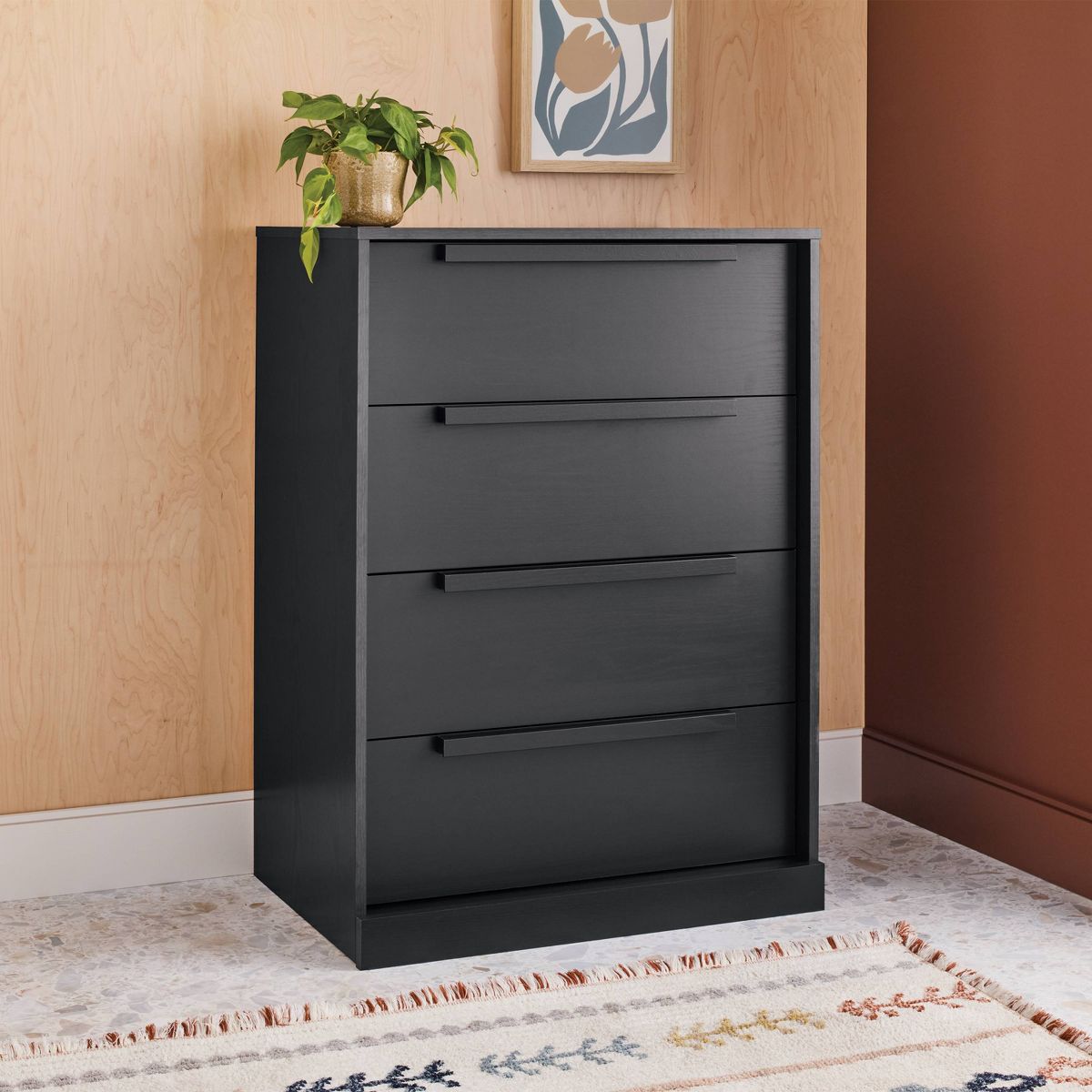 Modern 4 Drawer Dresser Black - Room Essentials