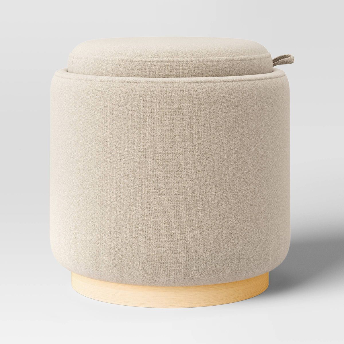 Round Upholstered Storage Ottoman Beige - Room Essentials