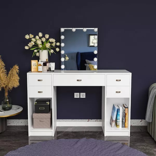 Lighted Makeup Vanity White