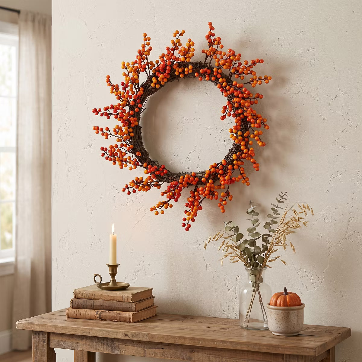 Artificial Berry Fall Harvest Twig Wreath - 18"