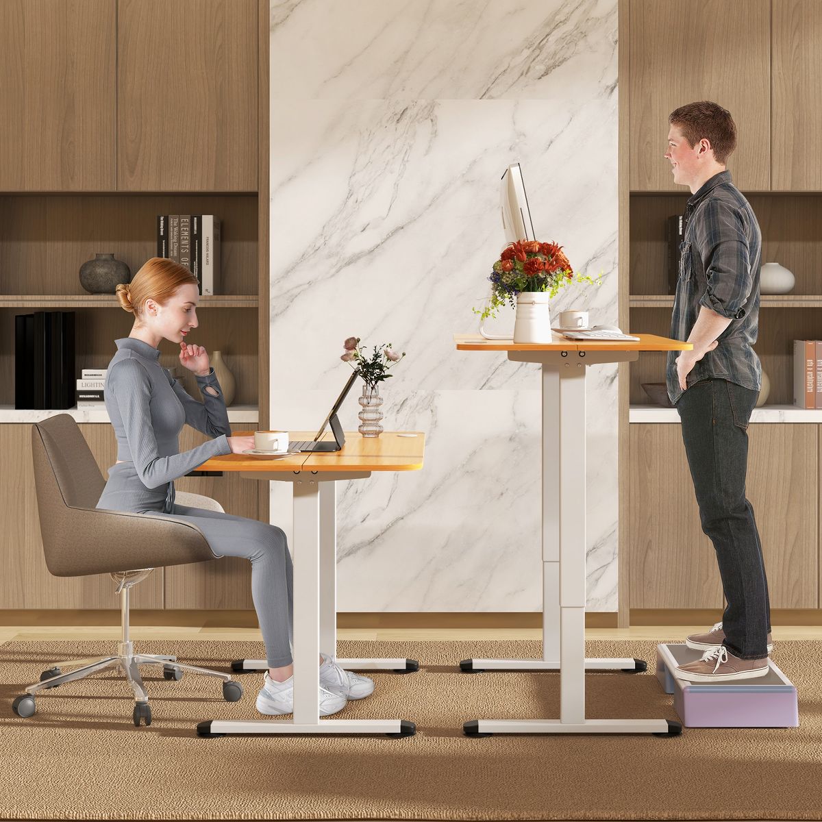 Costway Electric Standing Desk Natural