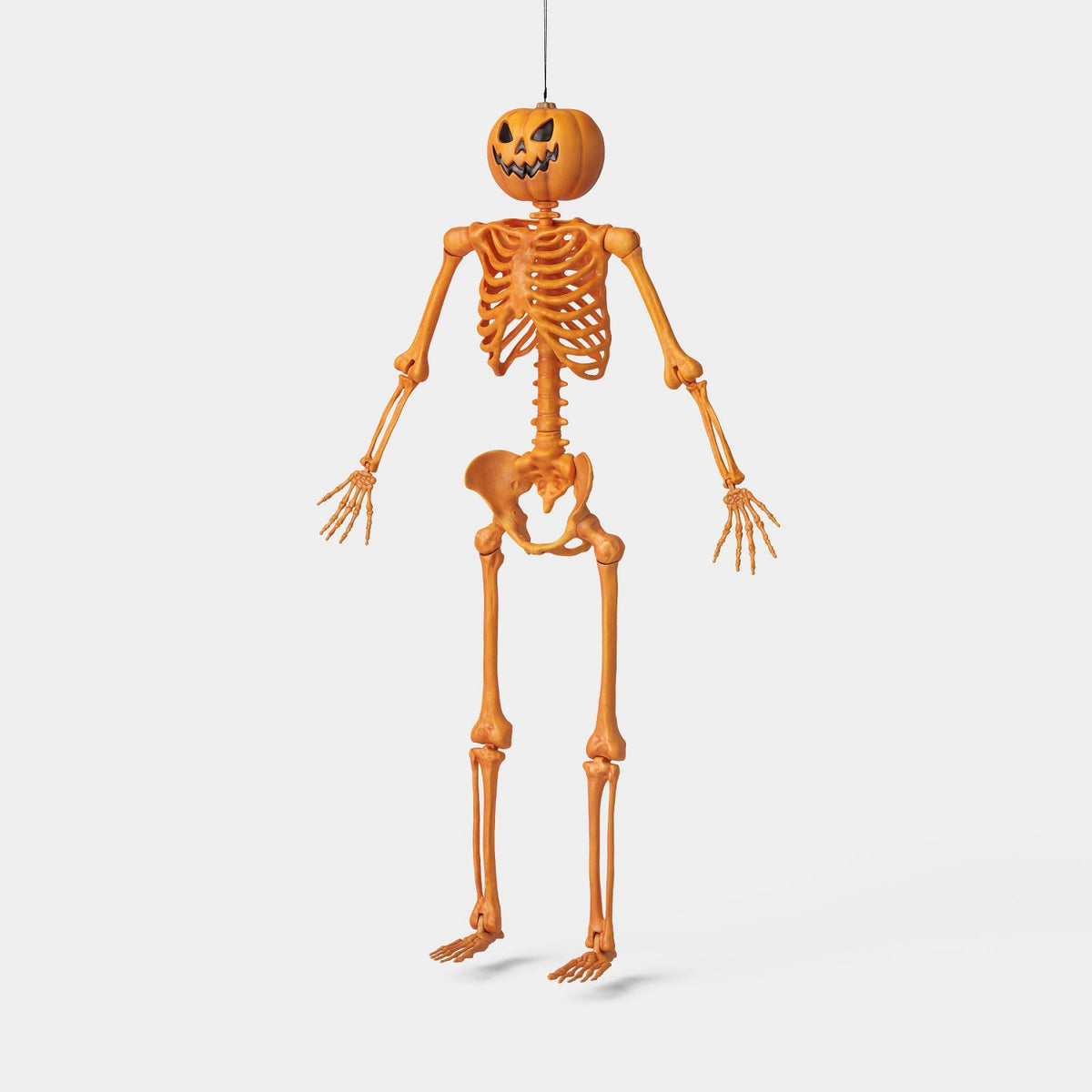 60 Inch Poseable Lifesize Pumpkin Head Skeleton Halloween Prop - Halloween decor