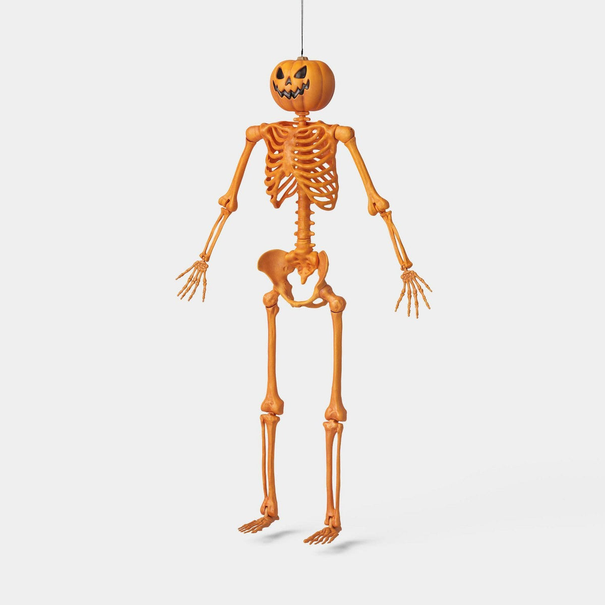60 Inch Poseable Lifesize Pumpkin Head Skeleton Halloween Prop - Halloween decor