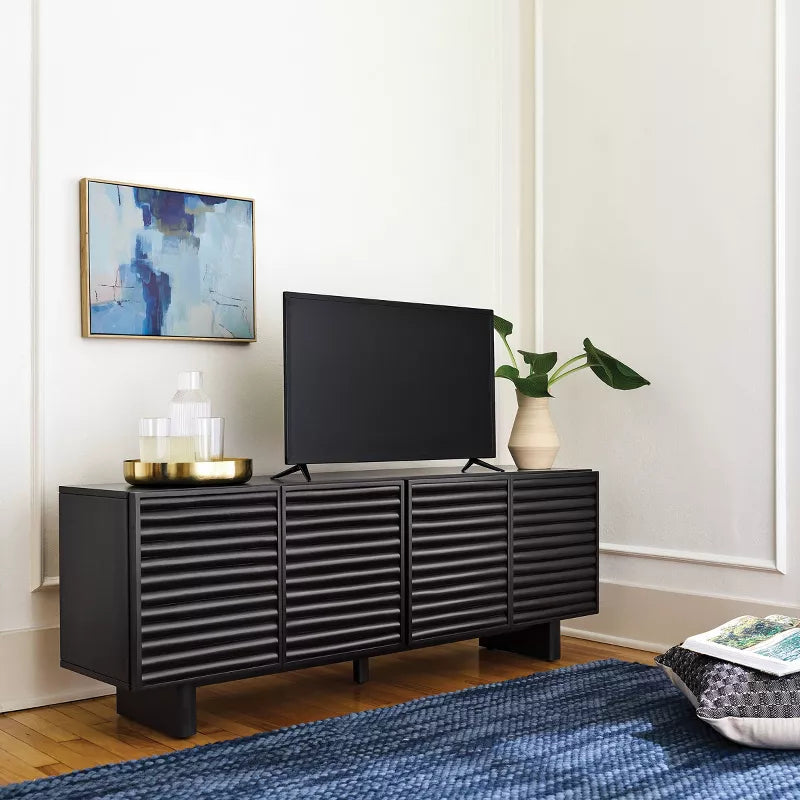 Fluted TV Stand for 55 Inch TV ā Black TV Stand