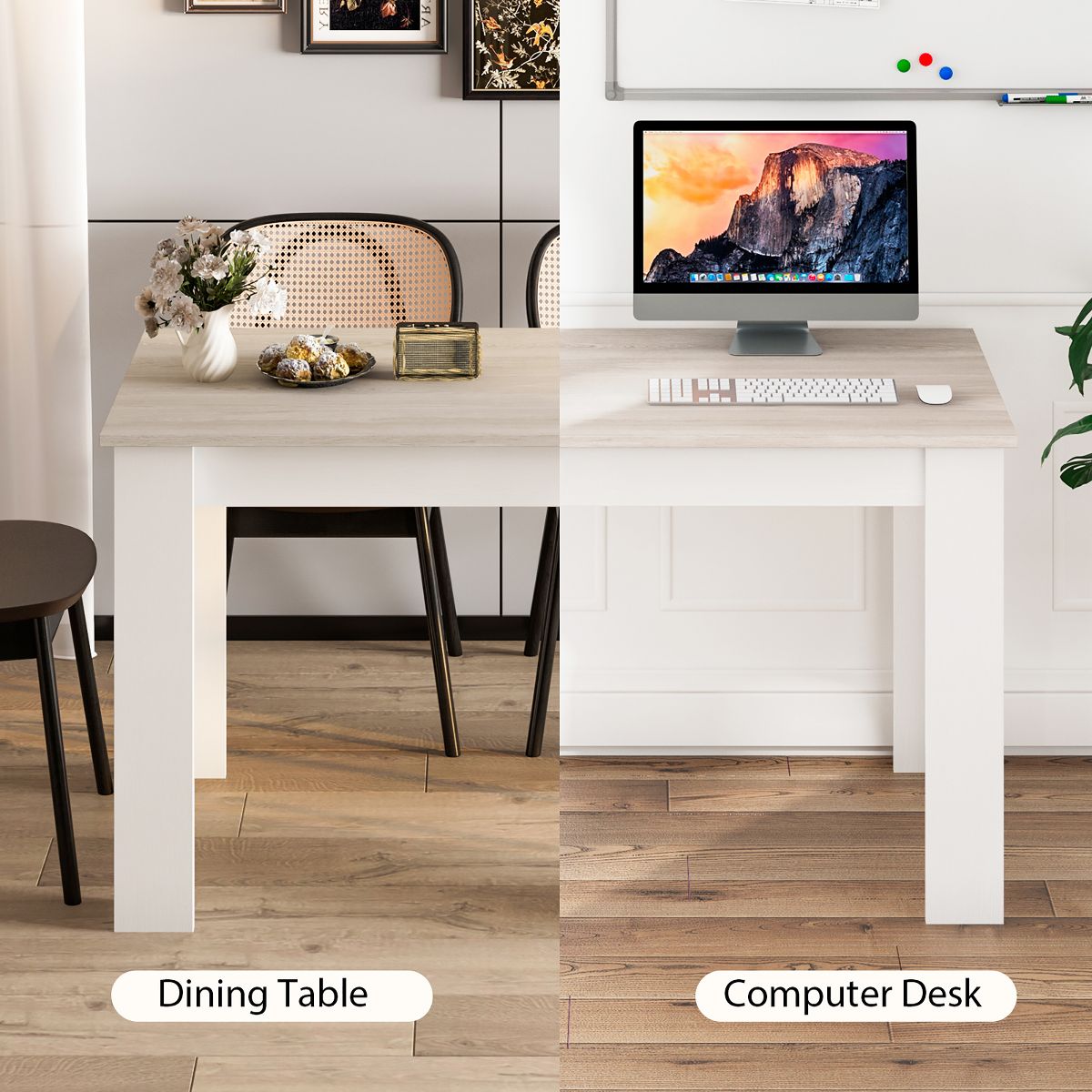 Costway Dining Table 47 Inch Light Gray