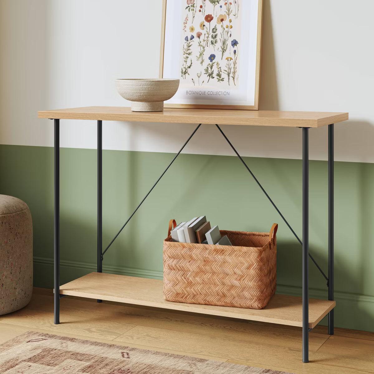 Wood and Metal Console Table Natural - Room Essentials & 6 of 10