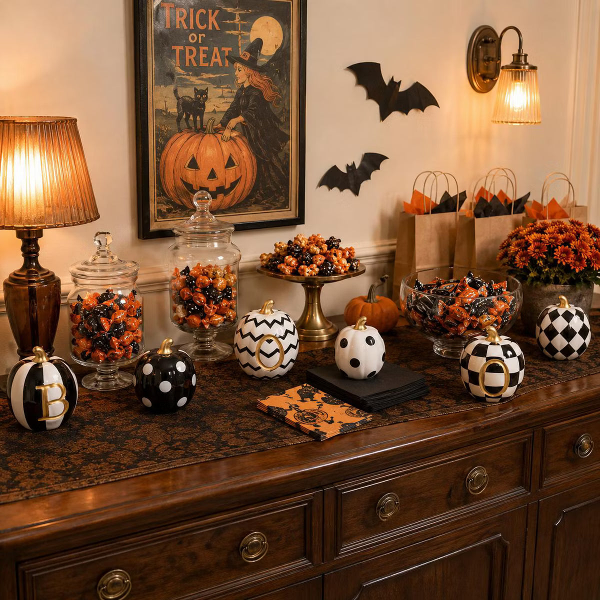 Set of 6 Mini Ceramic Halloween Pumpkins