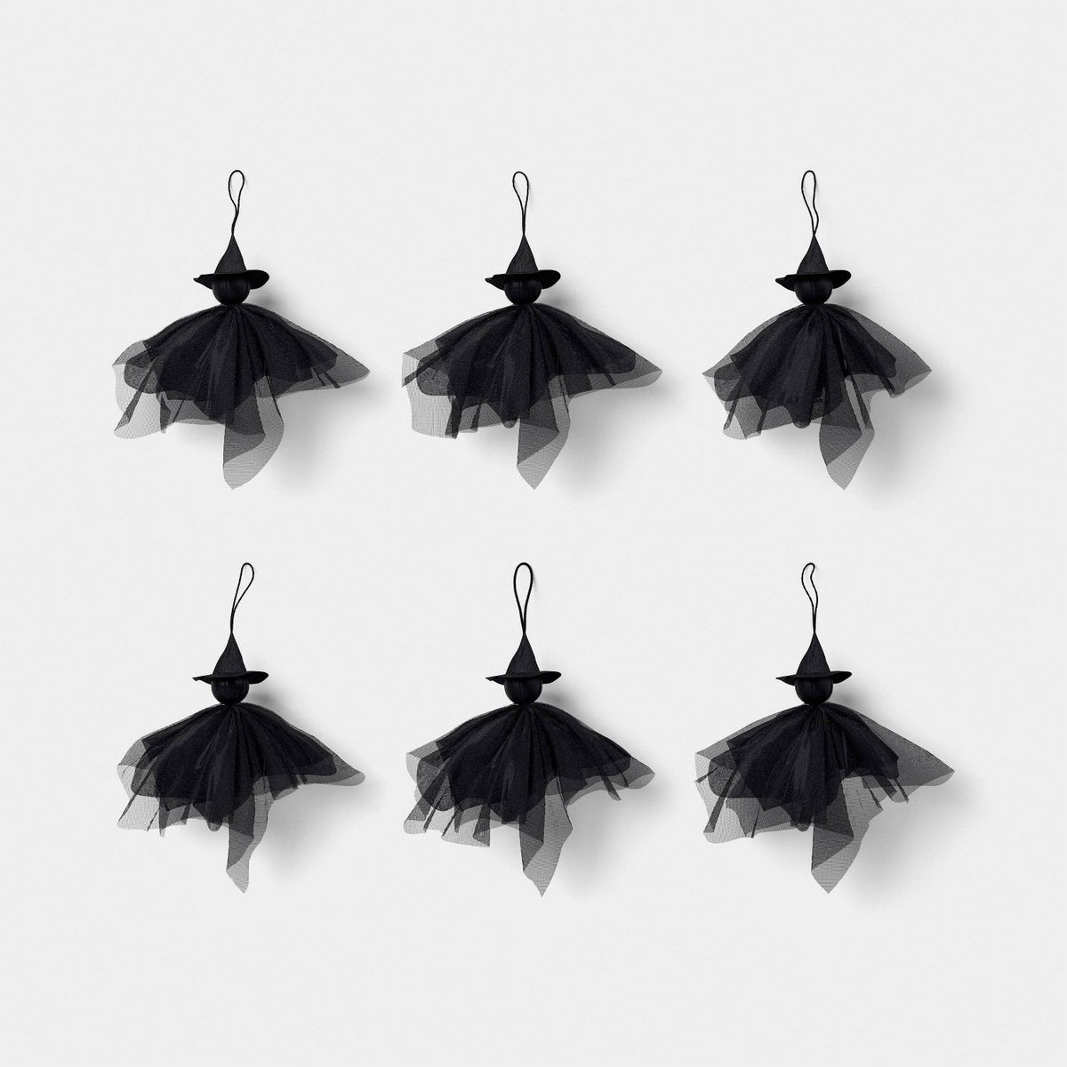 6 Piece Witch Decorative Accent Set, Black - Halloween decor