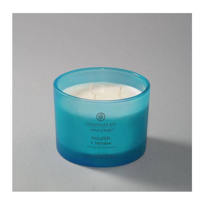 Nourish and Renew Mind and Body Frosted Glass Lidded Jar Candle