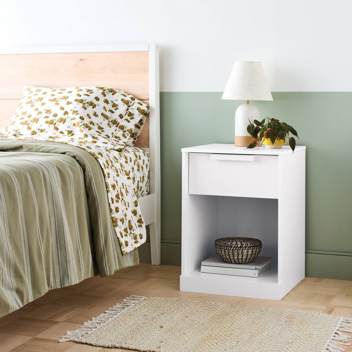 Modern Nightstand with Drawer White - Room Essentials