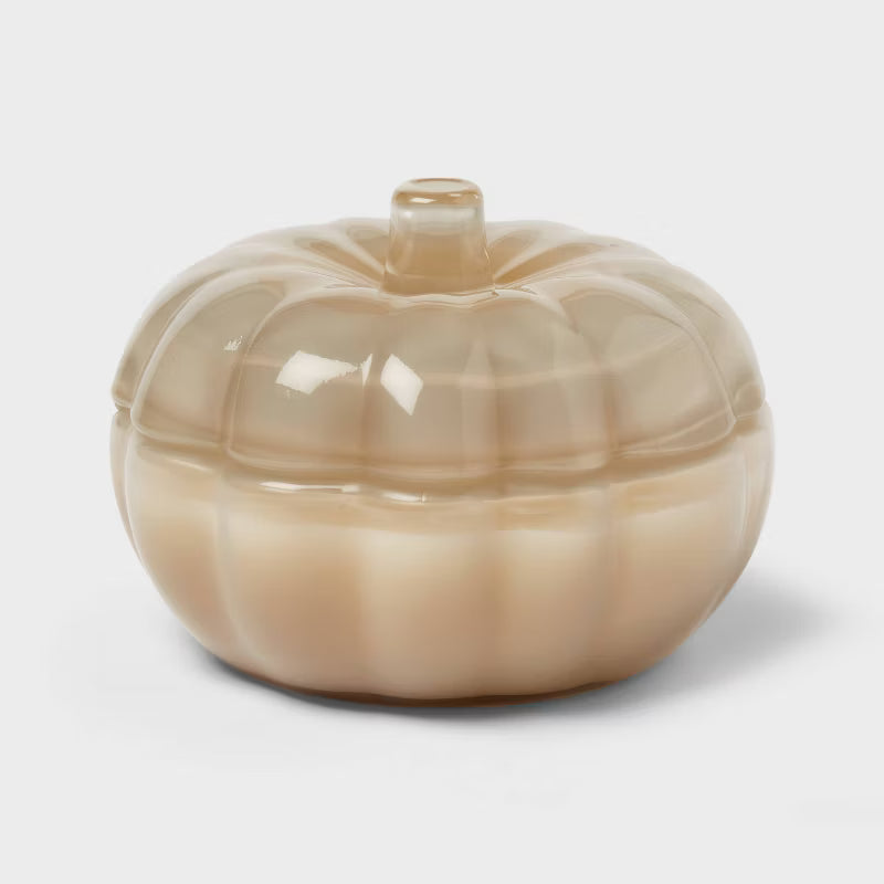 Lidded Glass Pumpkin Jar Candle Vanilla Pumpkin