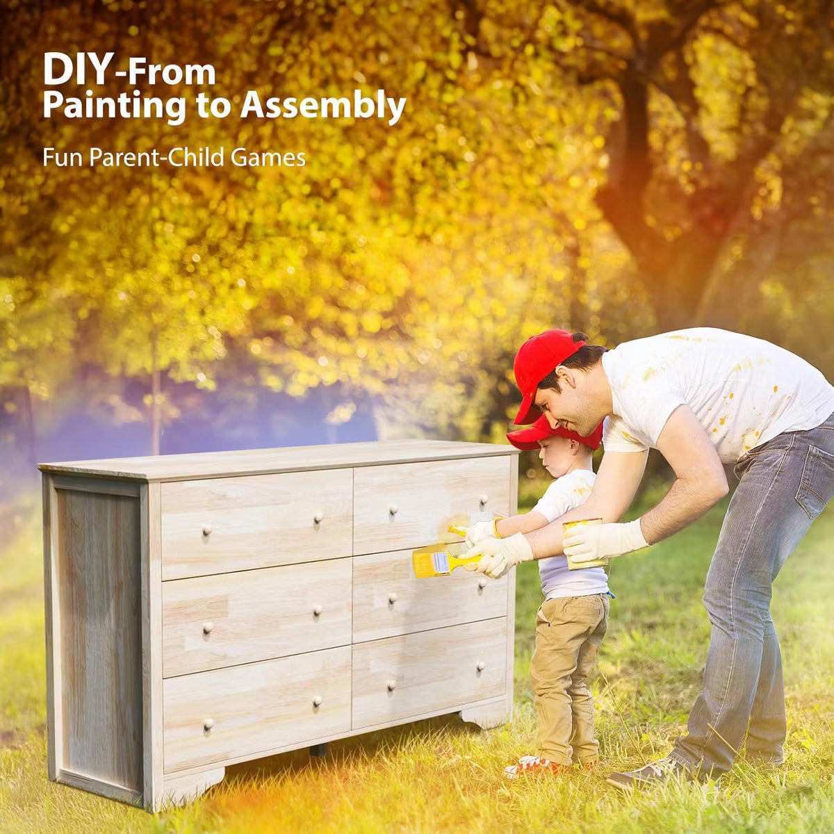 57" Unfinished Solid Wood Dresser for Color DIY