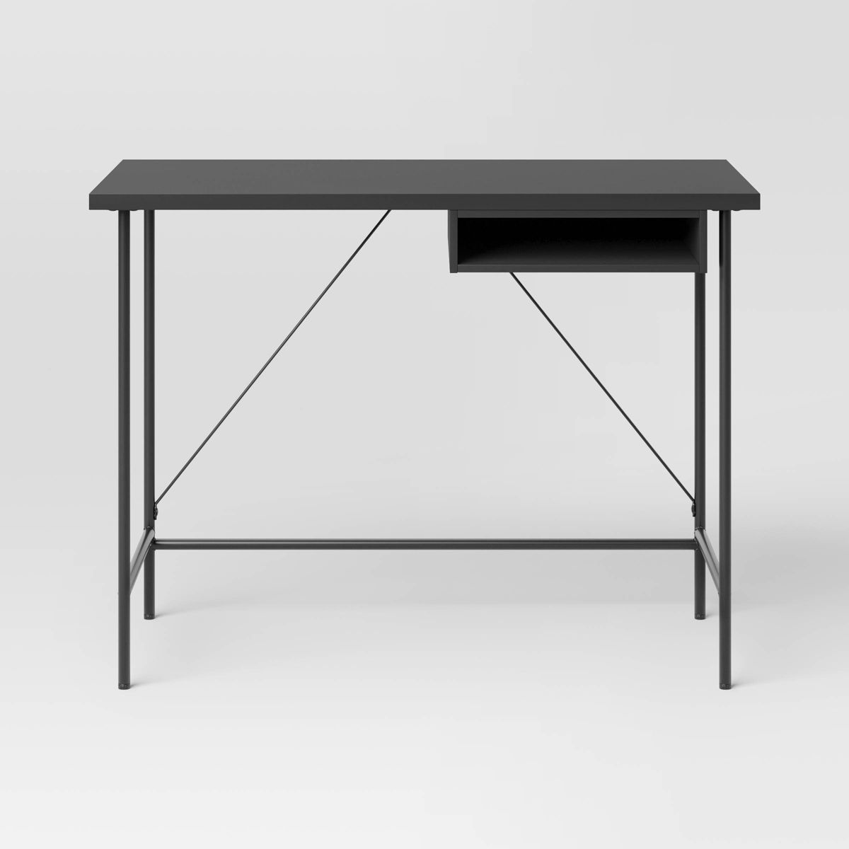 Wood and Metal Writing Desk with Storage Black - Room Essentials