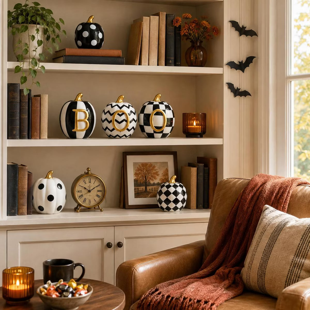 Set of 6 Mini Ceramic Halloween Pumpkins