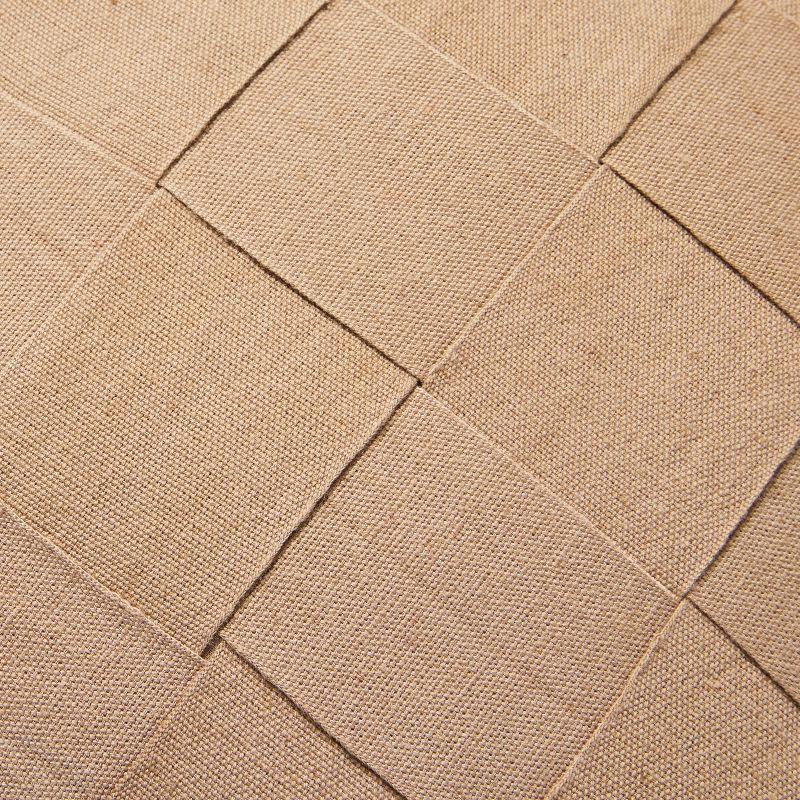 Tan Basket Weave Square Throw Pillow