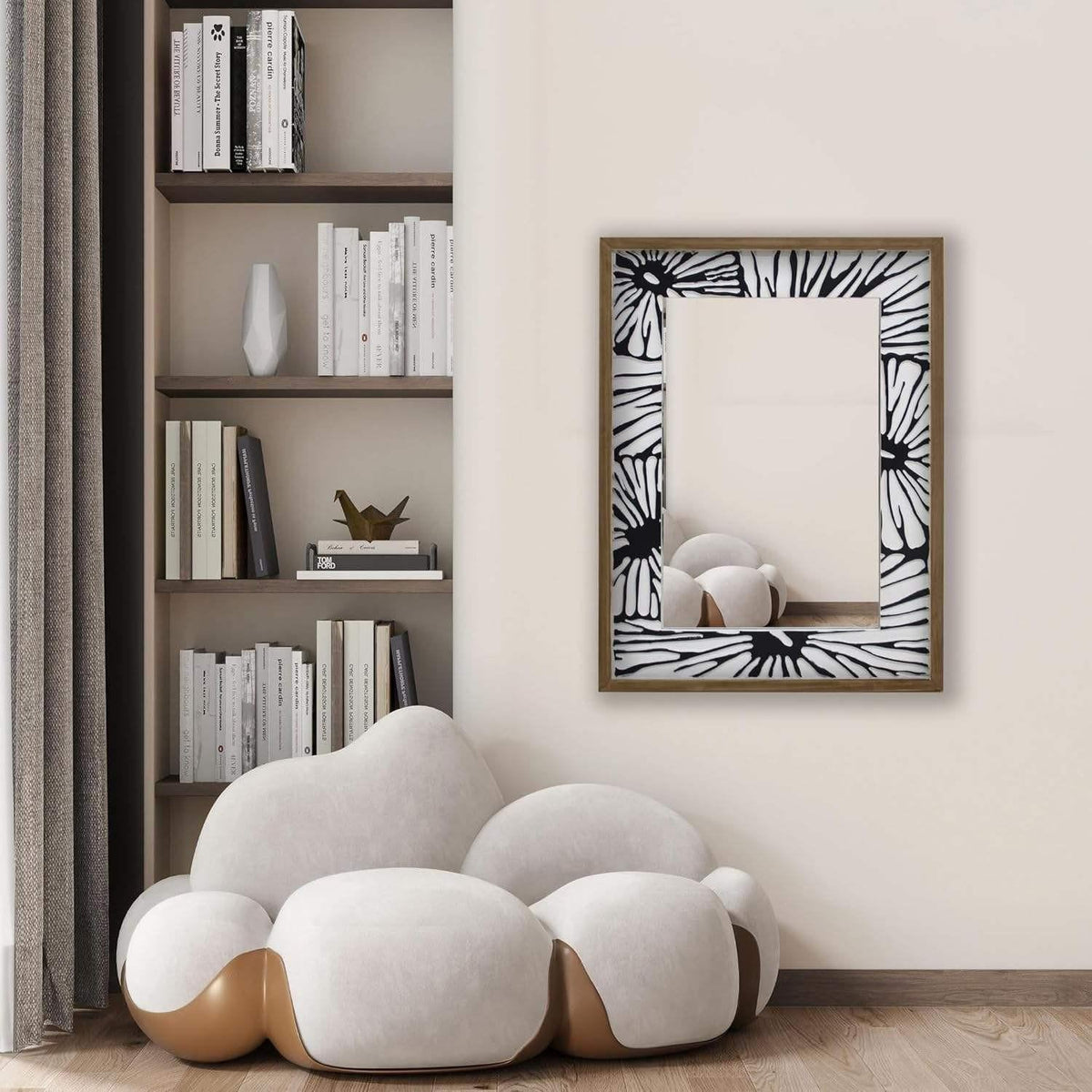 Rectangle Wall Mirror with Wooden Frame, Rustic Decorative Hanging Mirror