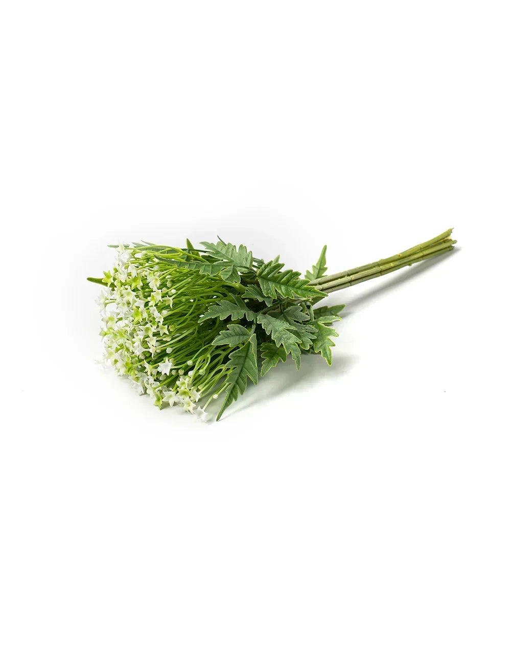 “Frosted Fern Fantasy – artificial white flower bouquet with realistic green ferns for elegant home and wedding décor