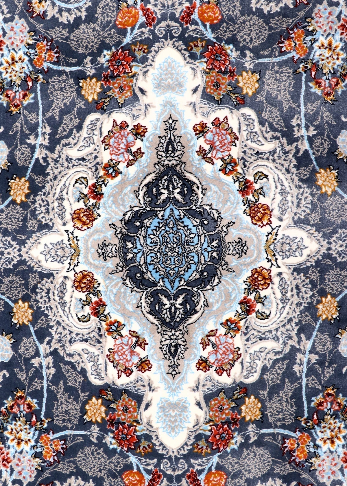 Persian vintage floral rug with antique-style design and soft synthetic pile