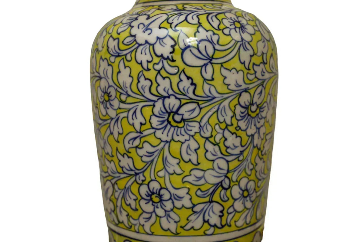 Yellow handcrafted ceramic table lamp - 58cm