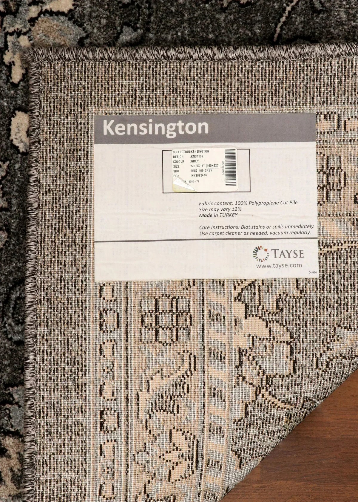 Elegant Turkish area rug in charcoal and ivory tones, 5.3 x 7.2 feet