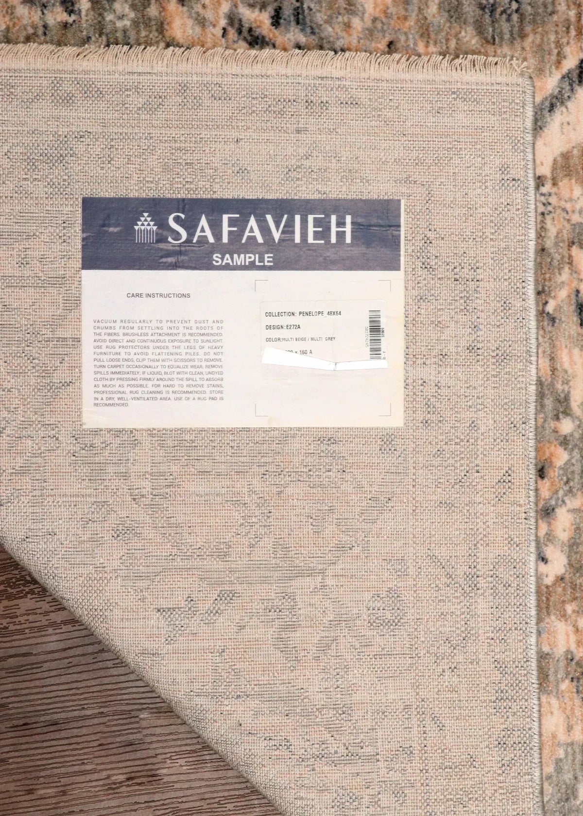 Patterned rug on a wooden floor