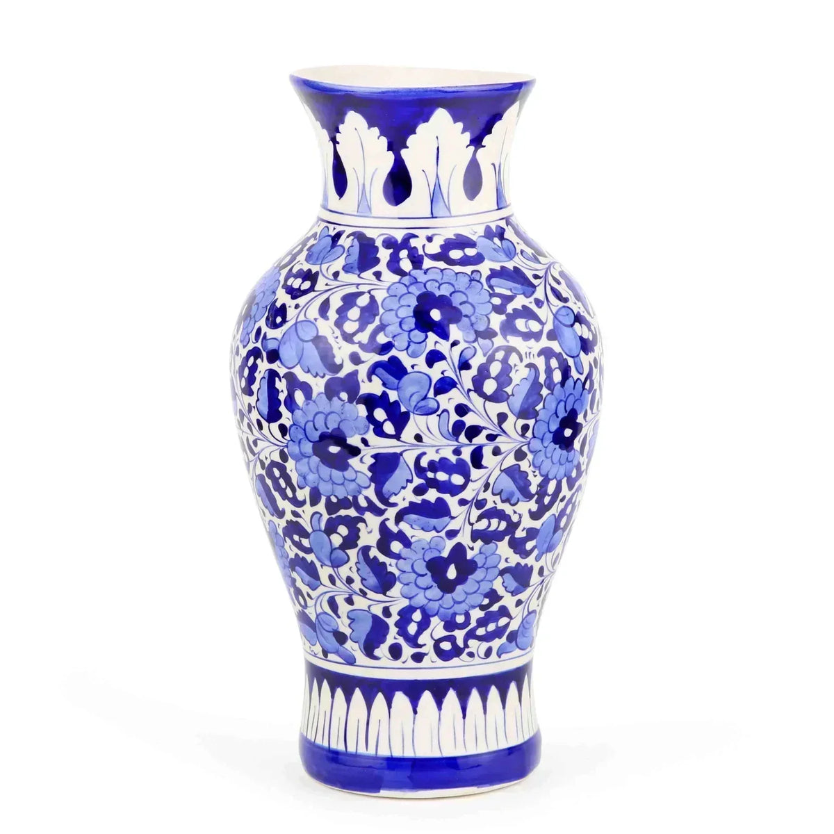 Bouquet Blue Vase Handmade and Hanpainted Ceramic 43 cm