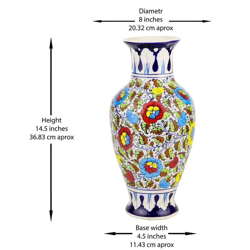 Colorful Bouquet Flower Vase Handmade and Hanpainted in Ceramic 43 cm