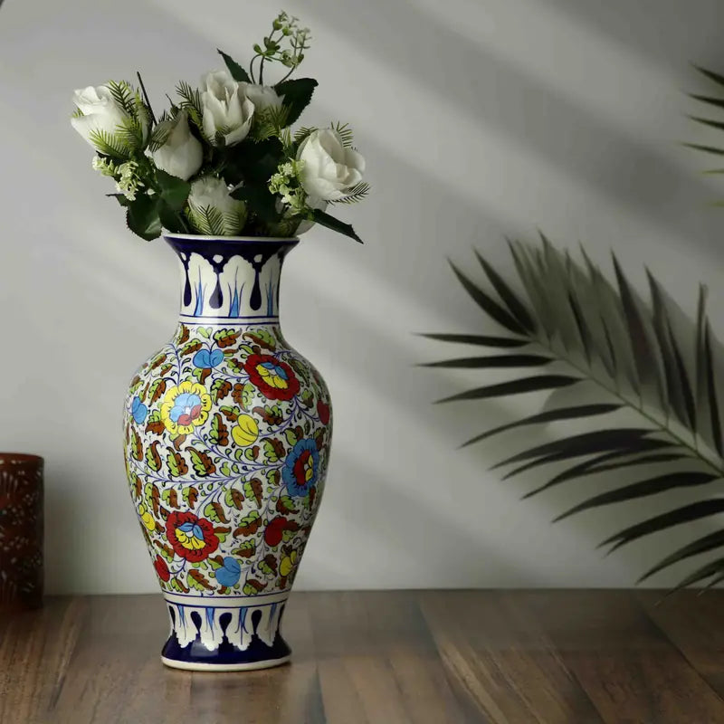 Colorful Bouquet Flower Vase Handmade and Hanpainted in Ceramic 43 cm