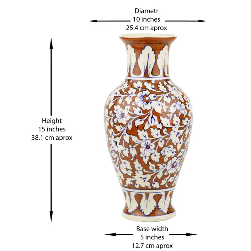 Brown Flower Vase Large Bouquet Handmade & Handpainted Vase 43 cm