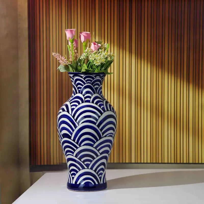 Large Vase Handpainted Geometric Patterns 42 cm