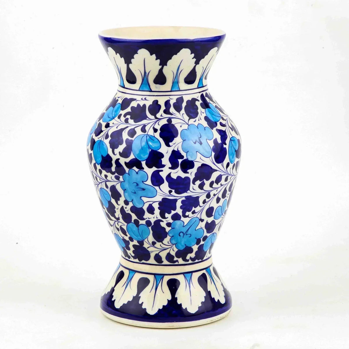 Amphora Vase Handcrafted and Handpainted in Blue Pottery 33 cm