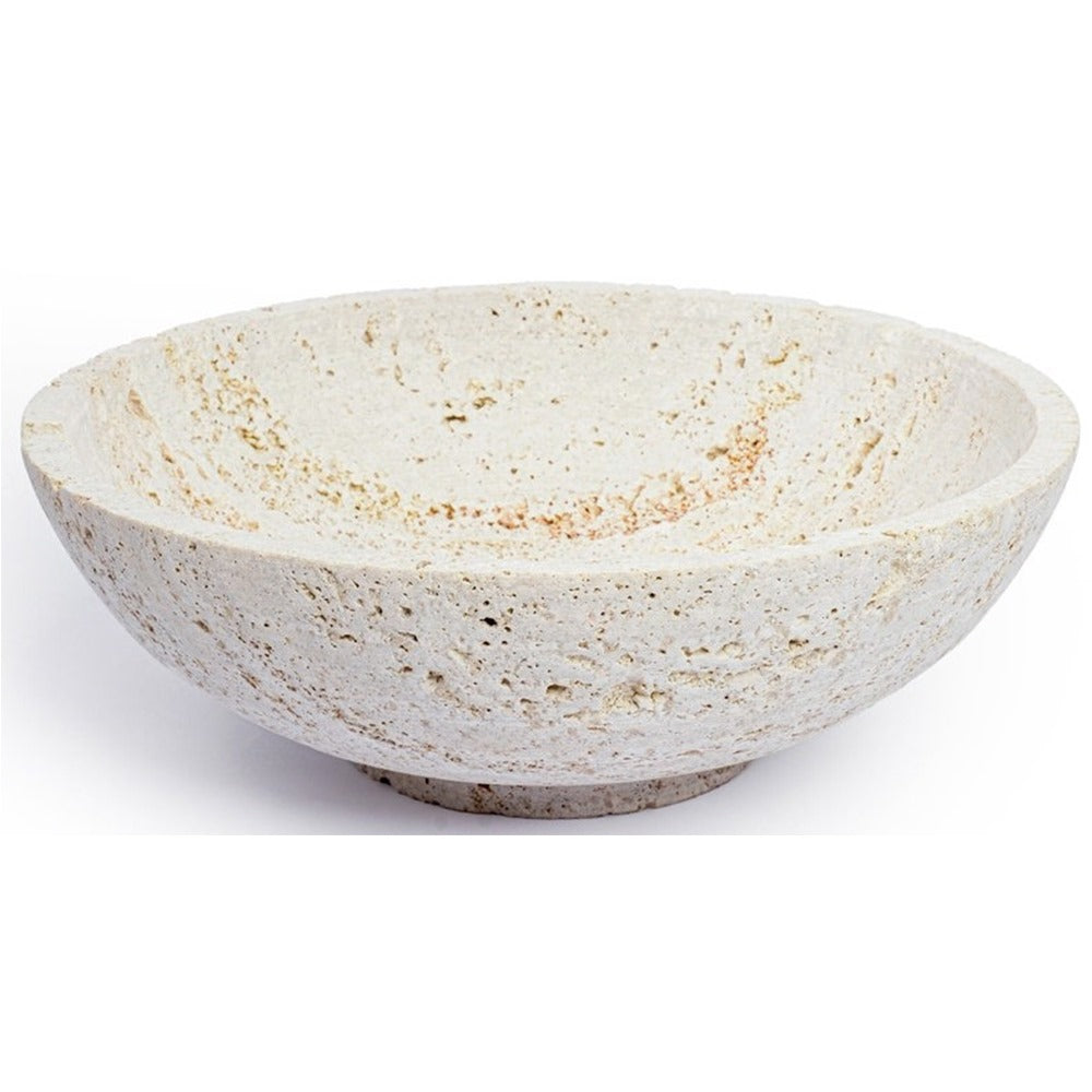 White stone bowl with natural patterns on a white background