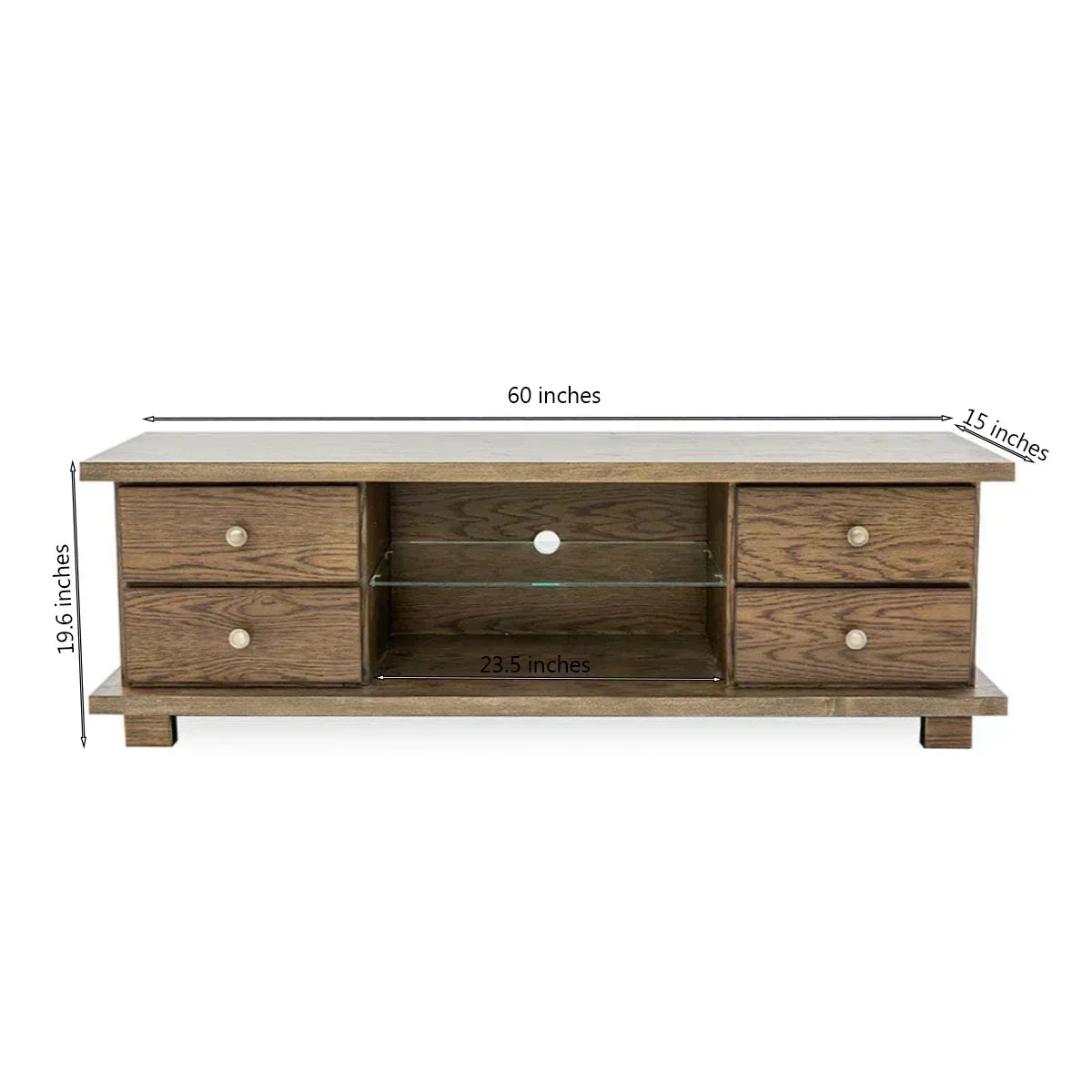 Solid wood leg TV unit in natural oak finish