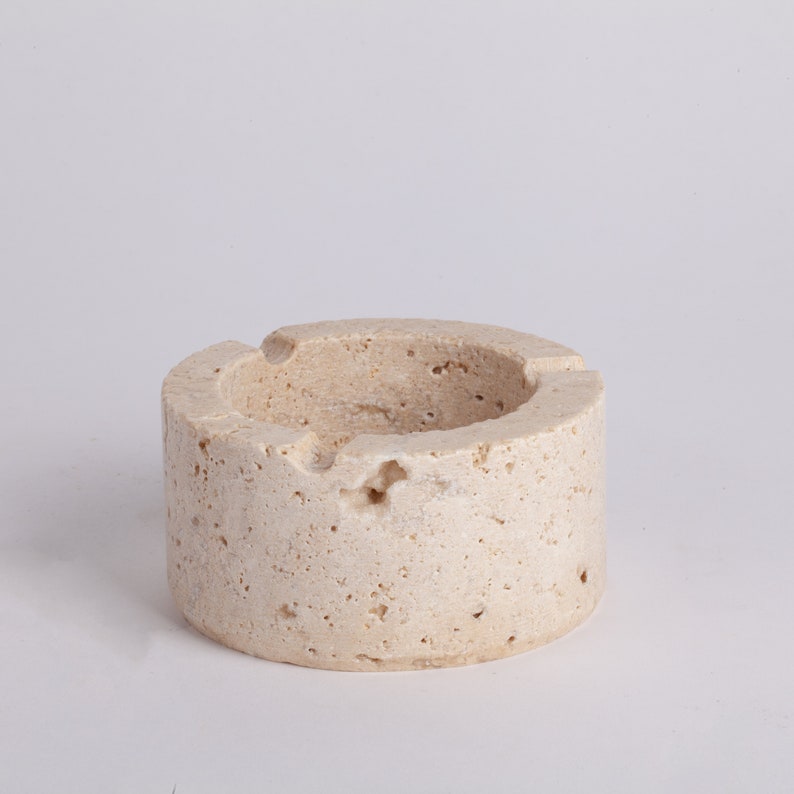 Round Natural Travertine Ashtray
