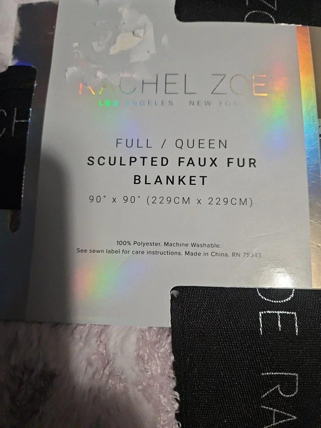 RACHEL ZOE FAUX FUR SKULL DESIGN FULL /QUEEN BLANKET, Pink & White - Picture 1 of 12