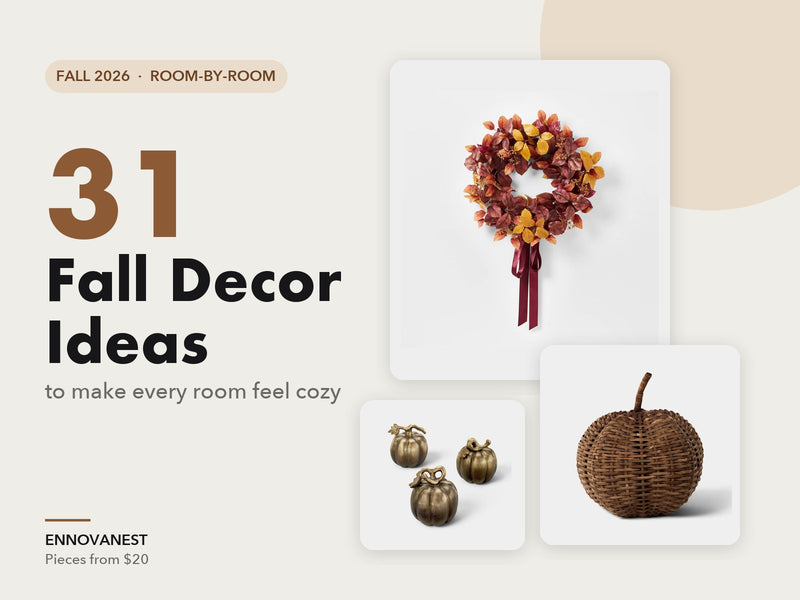 31 fall decor ideas: fall wreath, gold mini pumpkins and woven pumpkin