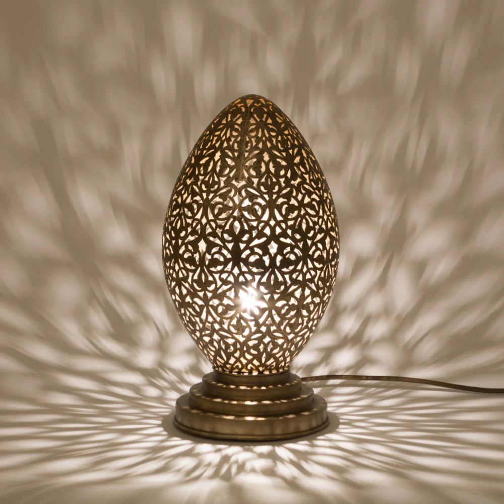 Handmade Moroccan Table Lamp – Copper Lantern with Intricate Design