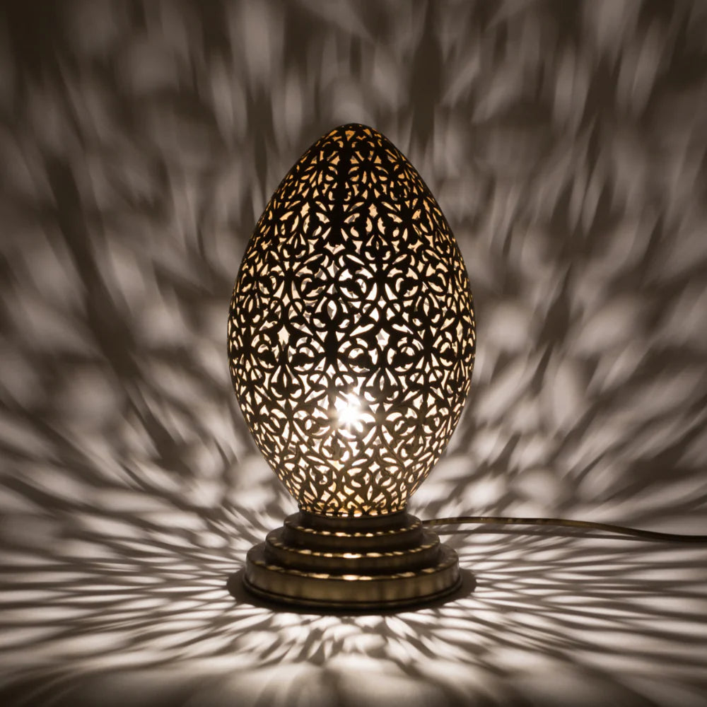 Handmade Moroccan Table Lamp – Copper Lantern with Intricate Design