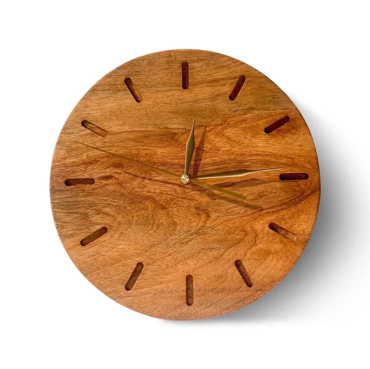 Classic Warmwood Wall Clock with 10.5-inch diameter, wooden frame, and black numerals on a neutral face. Ideal for rustic or traditional decor.