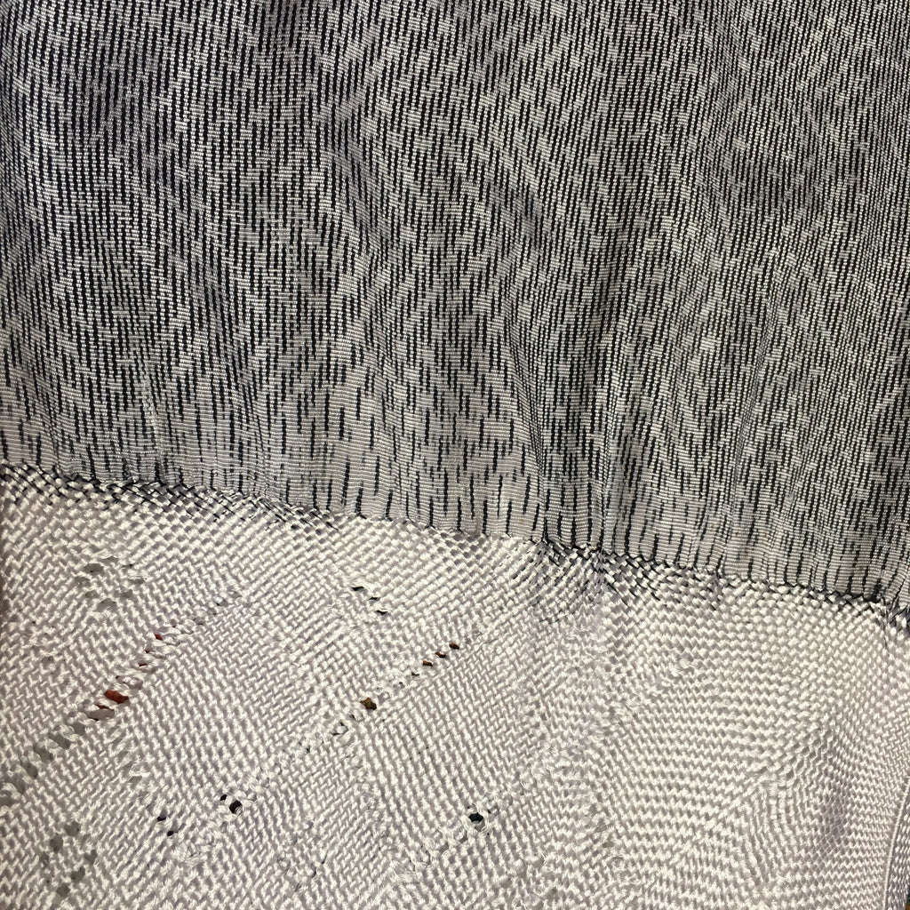 Close-up of textured fabric with a patterned design White Black