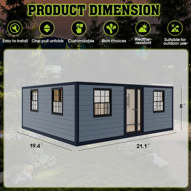 Modern 20ft Foldable Mobile Home with Full Kitchen & Bathroom
